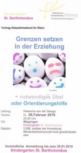 Einladung des Kindergartens Wippingen zum Elternabend am 5.02.2019
