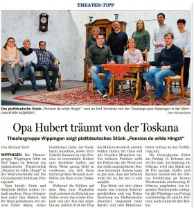 Ems-Zeitung vom 11.02.2019, Vorbericht Theatergruppe Wippingen