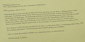 Der Text der Unterschriftensammlung