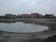 Blick auf das Regenrückhaltebecken