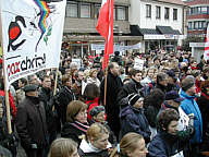 Auf der Friedenskundgebung in Meppen am 15.02.2003