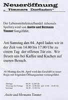 Flyer zur Neueröffnung von Timmers Dorfladen