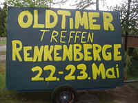 Werbeschild für das Oldtimertreffen in Renkenberge am 22.05.2010