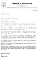 Brief des Bürgermeisters an alle Haushaltungen in Wippingen