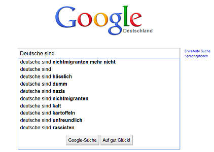 Screenshot der Google-Eingabemaske