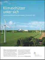 Anzeige  des Atomforums mit dem AKW Brokdorf und idyllischer Landschaft mit Windrädern