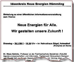 Einladung zur Veransatltung in Sögel am 29.03.2011