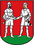 Stadtwappen von Bünde/Westfalen mit den Rittern Hengest und Horsa