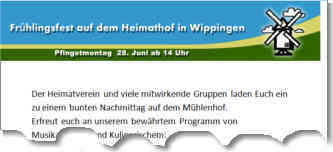 Flyer zum Mühlenfest Wippingen