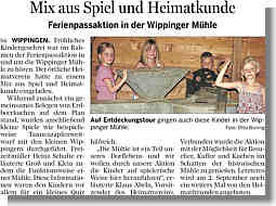 EZ-Bericht über Ferienpassaktion an der Mühle vom 09.08.2012