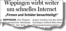 Artikel in der Ems-Zeitung vom 20.11.2012 über das Internet in Wippingen