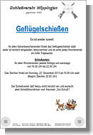 Flyer des Schießvereins zum Geflügelschießen