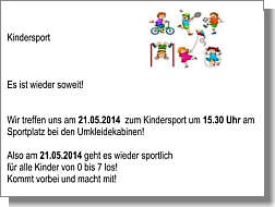 Einladung zum Kindersport