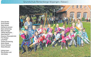 Foto der Erstklässler Renkenberge-Wippingen, Ems-Zeitung vom 24.09.2014