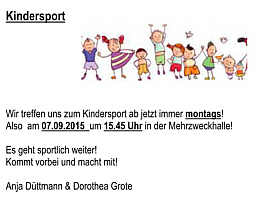 Flyer der kindersportgruppe