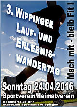 Plakat zum Lauf- und Erlebniswandertag in Wippingen