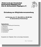 Einladung zur Mitgliederversammlung des Fördervereins