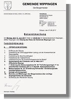 Bekanntmachung der Gemeinderatssitzung