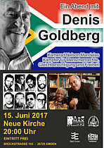 Plakat zum Vortrag von Dennis Goldberg