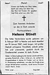 Totenblatt von Helene Stindt, der Pfarrhaushlterin von Pastor Gilhaus