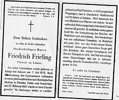 Totenblatt von Friedrich Frieling