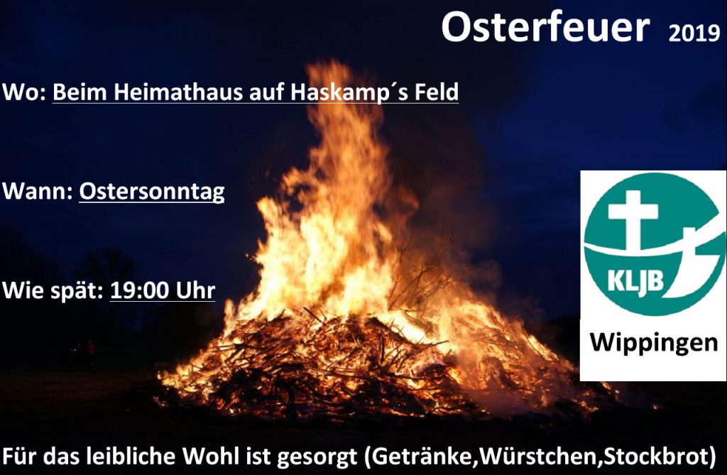 Einladung der KLJB Wippingen zum Osterfeuer 2019