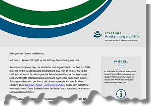 Flyer der Stiftung Anerkennung und Hilfe