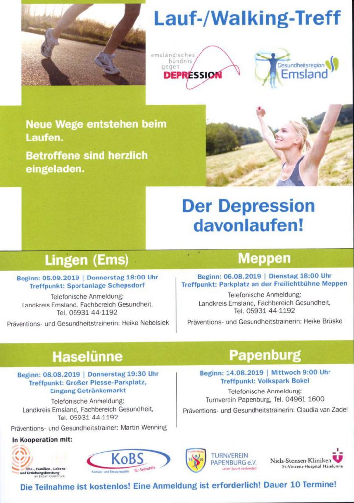 Flyer zum Lauftreff für Betroffene von Depression