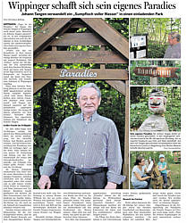Ems-Zeitung vom 08.08.2019 mit Bericht über Naturgarten von Johann Tangen