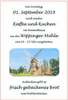 Flyer: Kaffee und Kuchen im Heimathaus am 1.September 2019