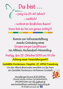 Flyer Gründung Junge LandFrauen Altkreis Aschendorf-Hümmling 25. Oktober 2019