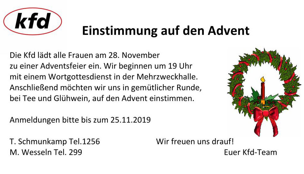 Flyer Adventsfeier KFD Wippingen