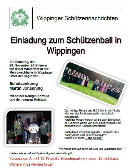 Flyer des Schützenvereins zum Winterball 2019