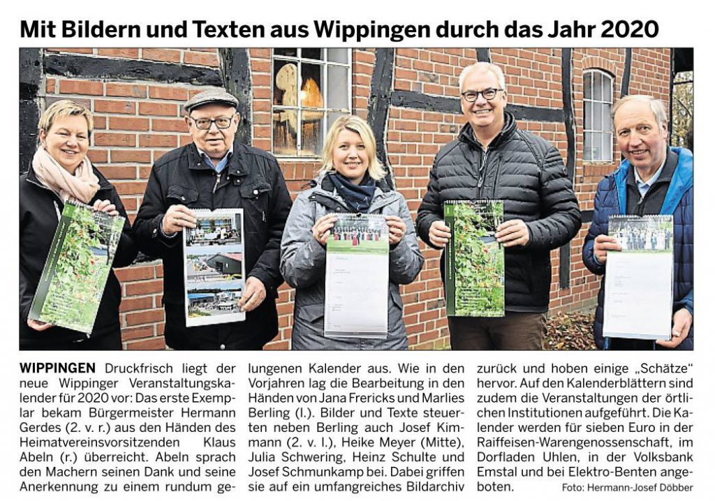 Ems-Zeitung vom 11.12.2019 - Vorstellung des Heimatkalenders