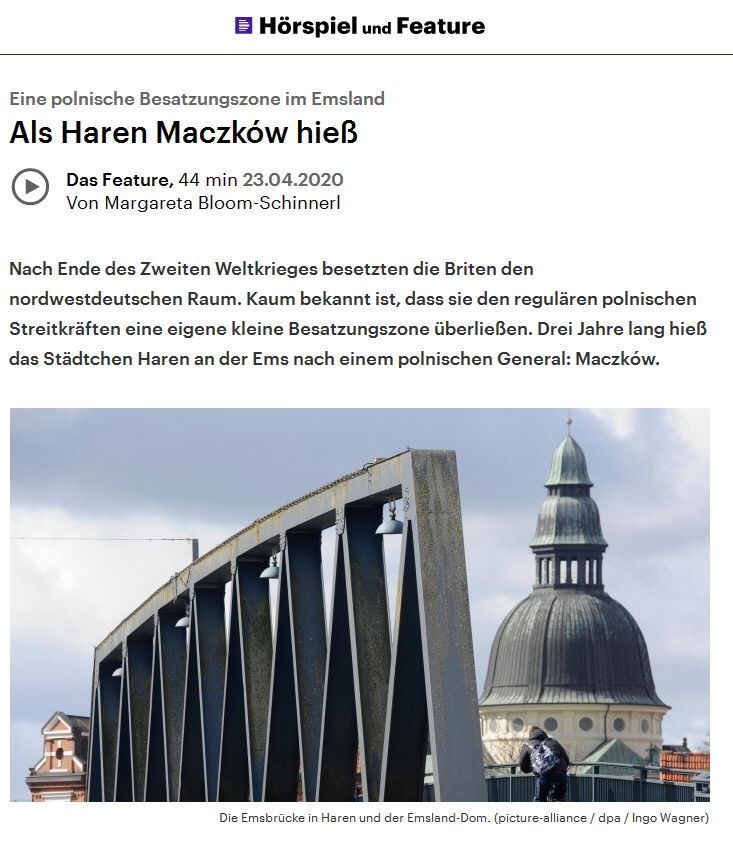 Link zu Deutschlandfunkkultur "Als Haren Maczków hieß"