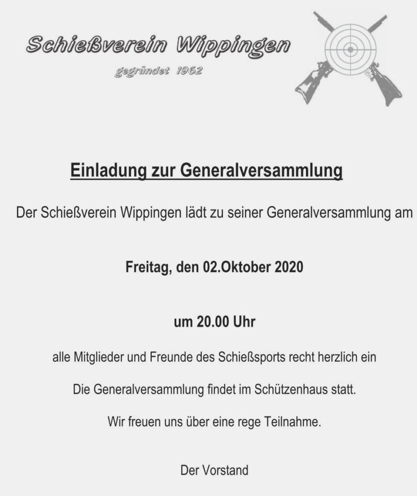 Einladung des Schießvereins 10/2020