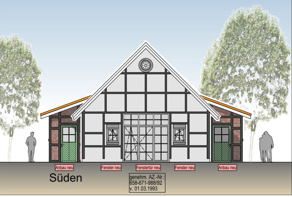 Südansicht des Heimathauses (Plan)