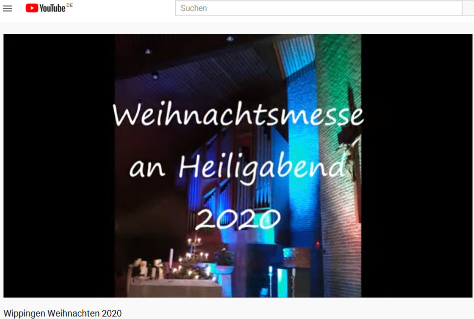 Weihnachtsmesse Wippingen 2020  auf Youtube