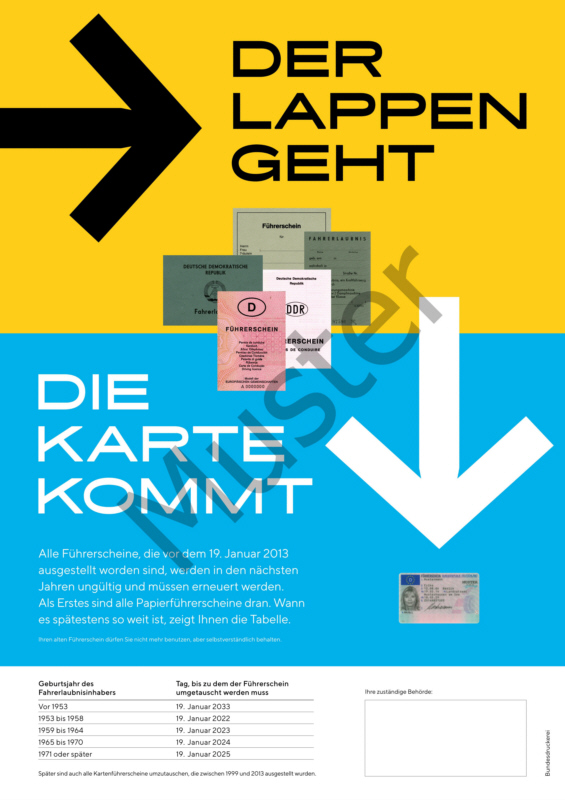 Plakat zum Führerscheinumtausch