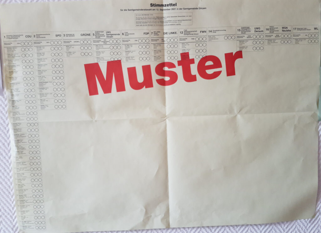 Musterstimmzettel Samtgemeinderat