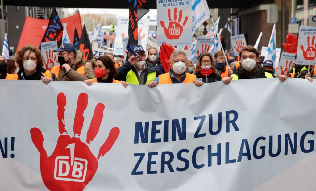 Demo der EVG vom 16.11.2021 gegen die Zerschlagung der Deutschen Bahn
