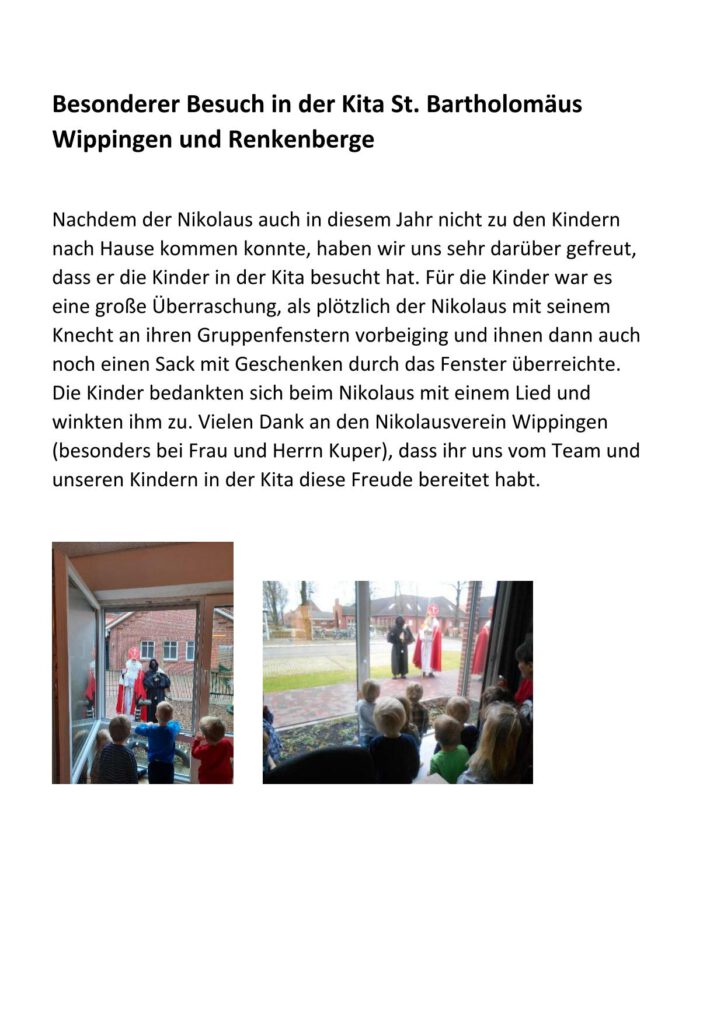 Bericht übber Nikolausbesuch in Kita