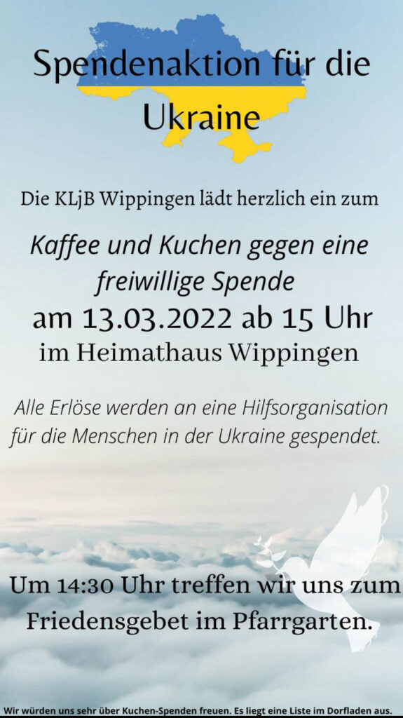 Flyer KLJB Spendenaktion für Menschen in der Ukraine