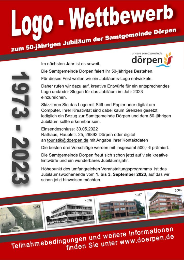 Flyer zum Logo-Wettbewerb zum 50. Jubiläum der Samtgemeinde Dörpen