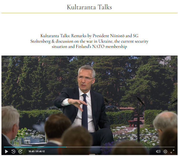 Screenshot Jens Stoltenberg bei Kultaeranta Talks