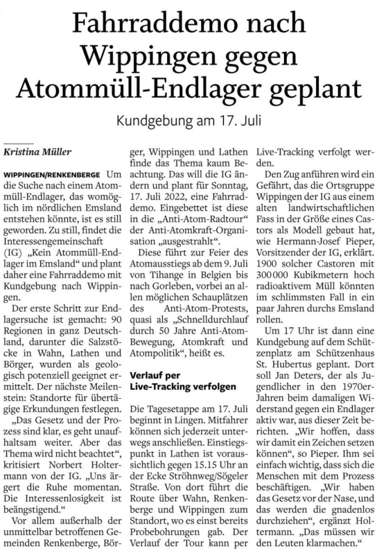 Ems-Zeitung vom 13.07.2022