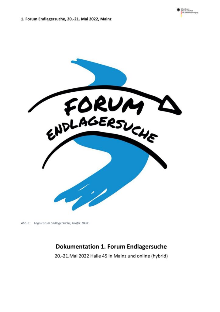 Dokumentation zum 1. Forum Endlagersuche