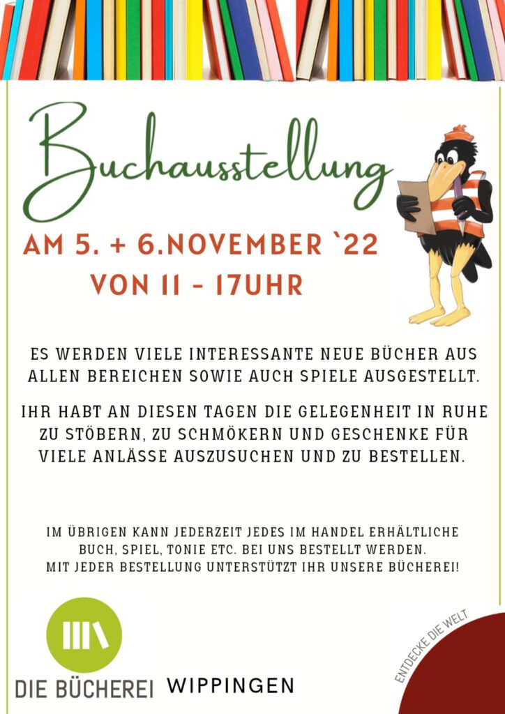 Flyer zur Buchausstellung am 5./6.11.2022 der KÖB Wippingen