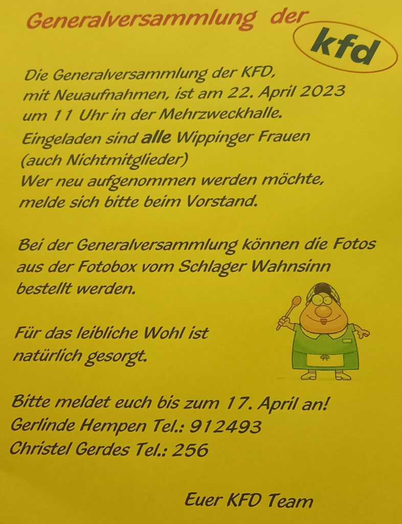Flyer KFD Wippingen Generalversammlung