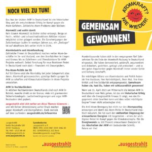 Flyer von ausgestrahlt "Gemeinsam gewonnen"